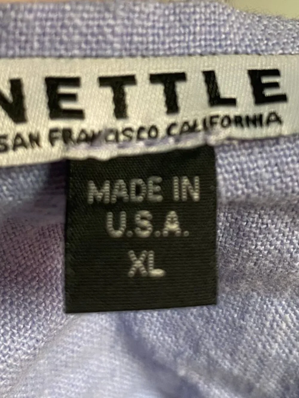 Nettle Studios Periwinkle Cornflower Blue Linen Tied Crop Top Sz XL